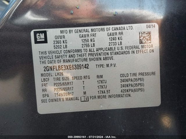2GNFLBE3XE6309142 Chevrolet EQUINOX 1LT