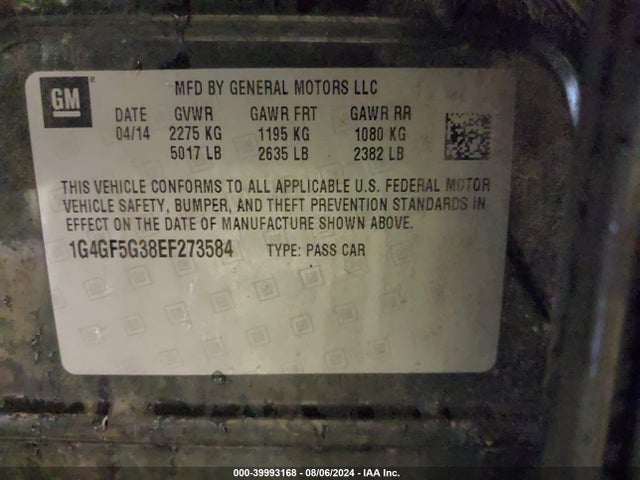 1G4GF5G38EF273584 Buick Lacrosse Premium Ii Group