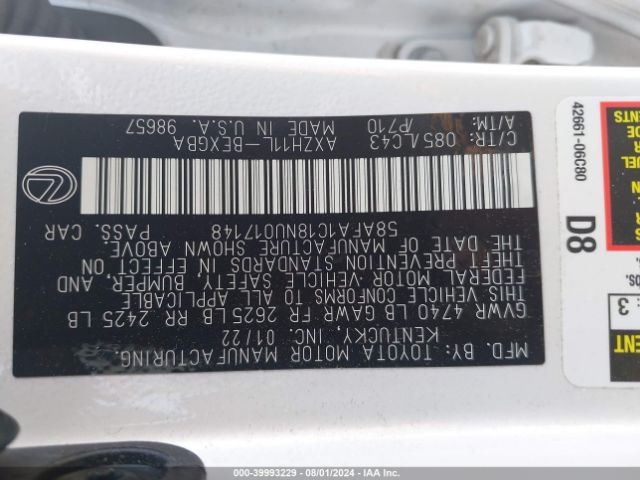 58AFA1C18NU017148 Lexus Es 300h Ultra Luxury