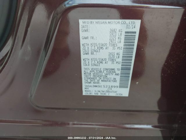 5N1AL0MM3EC521899 Infiniti QX60