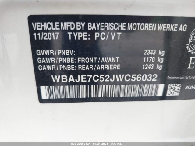 WBAJE7C52JWC56032 BMW 540i Xdrive