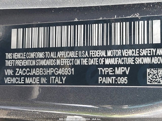 ZACCJABB3HPG46931 Jeep Renegade Altitude Fwd