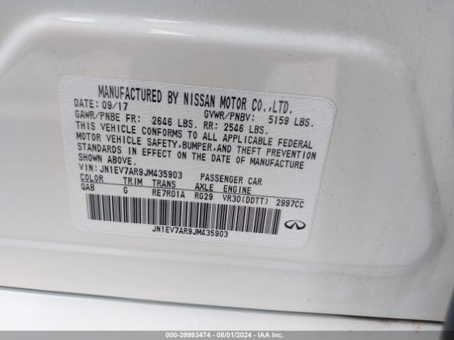 JN1EV7AR9JM435903 Infiniti Q50 3.0t Luxe