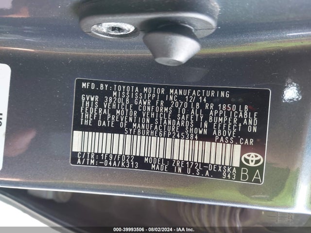 Toyota Corolla S Plus 2015 5YFBURHE6FP245384 Image 9