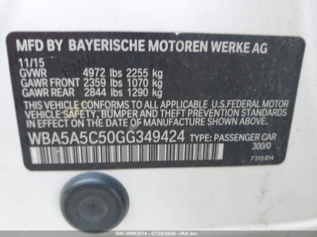 WBA5A5C50GG349424 BMW 528I