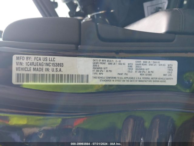 1C4RJEAG1NC153893 Jeep Grand Cherokee Wk Laredo X 4x2