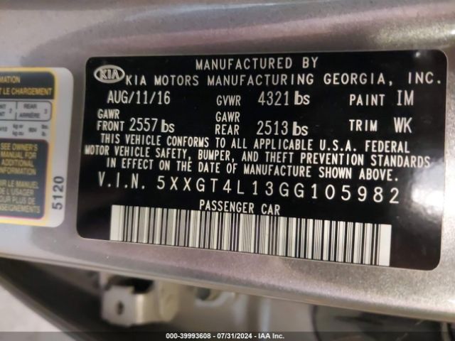 5XXGT4L13GG105982 KIA Optima Lx Turbo