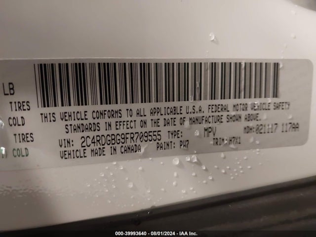 2C4RDGBG9FR709555 Dodge Grand Caravan American Value Pkg