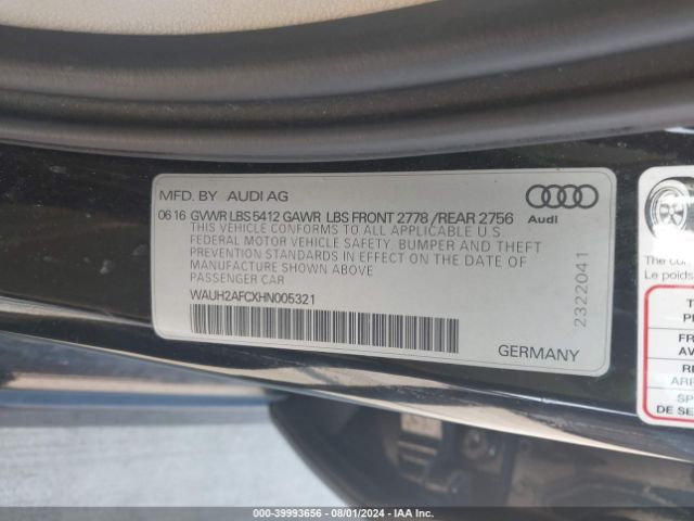 WAUH2AFCXHN005321 Audi A6 3.0t Premium Plus