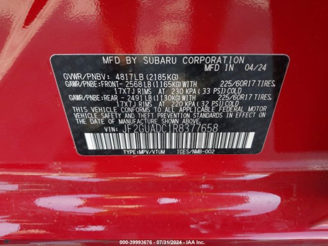 JF2GUADC1R8377658 Subaru Crosstrek Premium
