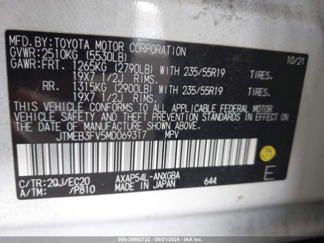 JTMEB3FV5MD069317 Toyota Rav4 Prime Xse