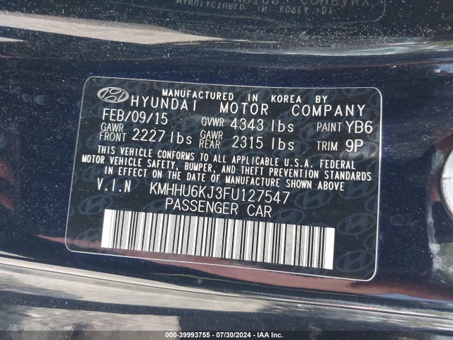 Hyundai Genesis 3.8 Ultimate 2015 KMHHU6KJ3FU127547 Image 9