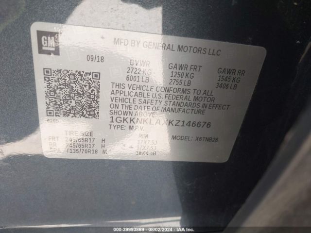 1GKKNKLAXKZ146676 GMC Acadia Sle-1