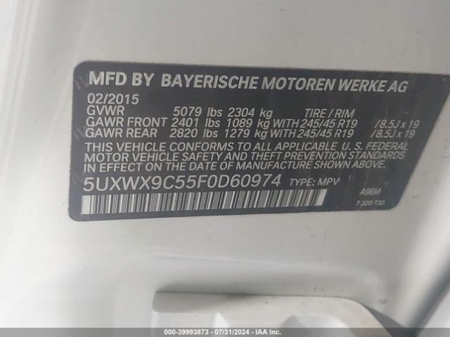 5UXWX9C55F0D60974 BMW X3 Xdrive28i