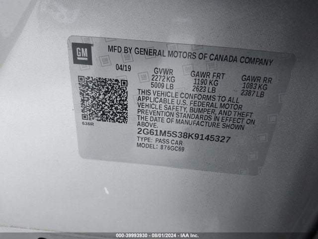 2G61M5S38K9145327 Cadillac XTS LUXURY