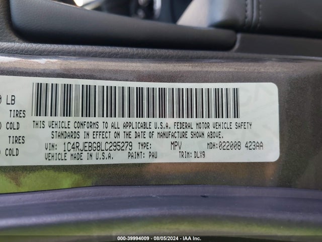 1C4RJEBG8LC295279 Jeep Grand Cherokee Limited 4x2