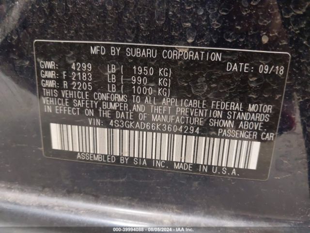 4S3GKAD66K3604294 Subaru Impreza 2.0i Premium