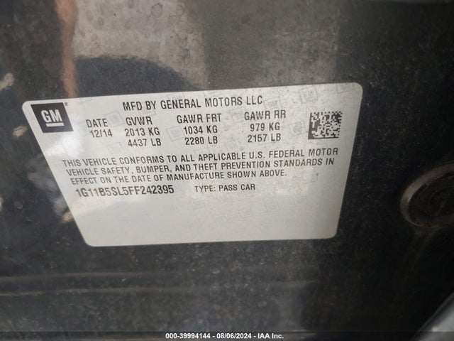 Chevrolet MALIBU LS 2015 1G11B5SL5FF242395 Image 9