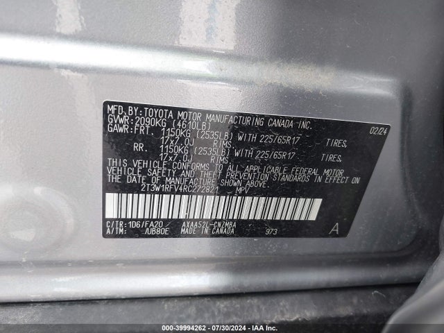Toyota Rav4 Xle 2024 2T3W1RFV4RC272821 Image 9