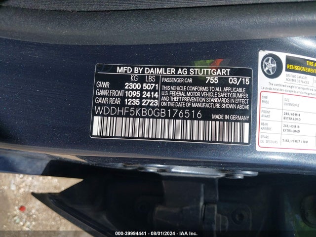 WDDHF5KB0GB176516 Mercedes-Benz E 350