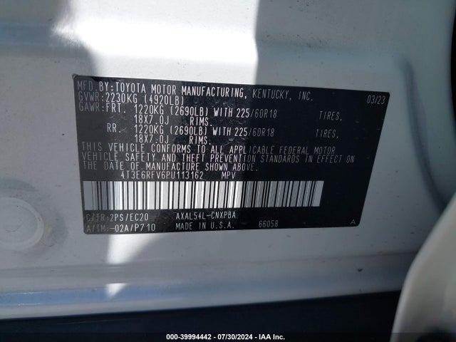 4T3E6RFV6PU113162 Toyota Rav4 Hybrid Xse