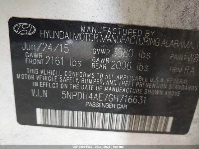 Hyundai ELANTRA SE 2016 5NPDH4AE7GH716631 Image 22