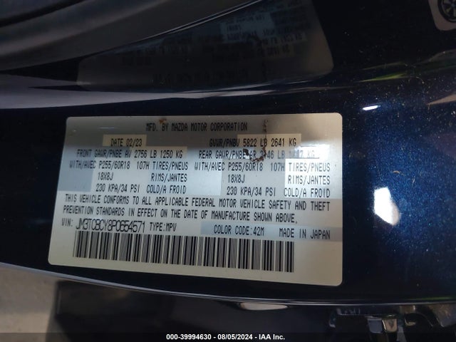 JM3TCBCY8P0654571 Mazda Cx-9 Touring