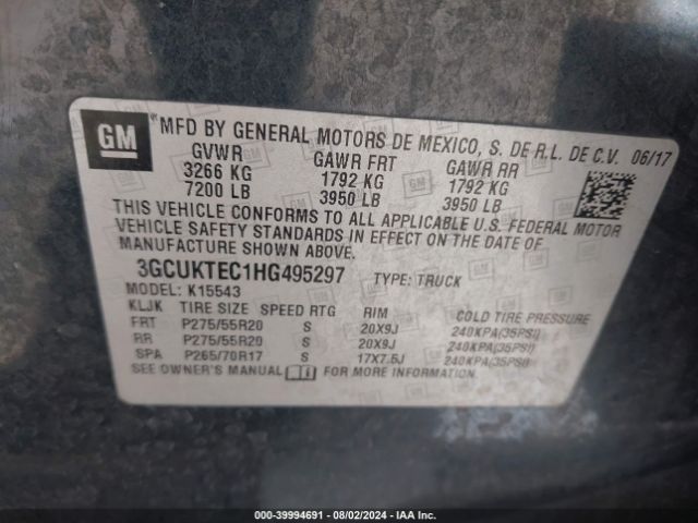 3GCUKTEC1HG495297 Chevrolet Silverado 1500 High Country