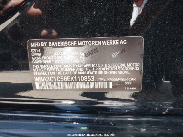 WBA3C1C56EK110853 BMW 328I