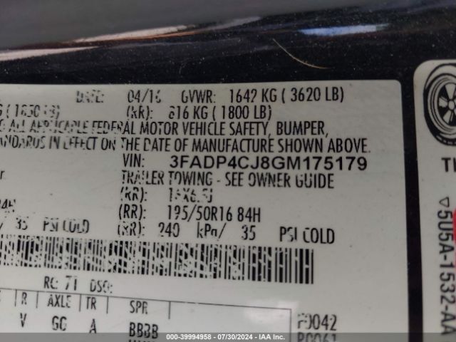 3FADP4CJ8GM175179 Ford Fiesta Titanium