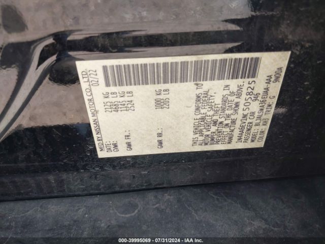1N4AA6EV1NC505825 Nissan Maxima Sr Xtronic Cvt