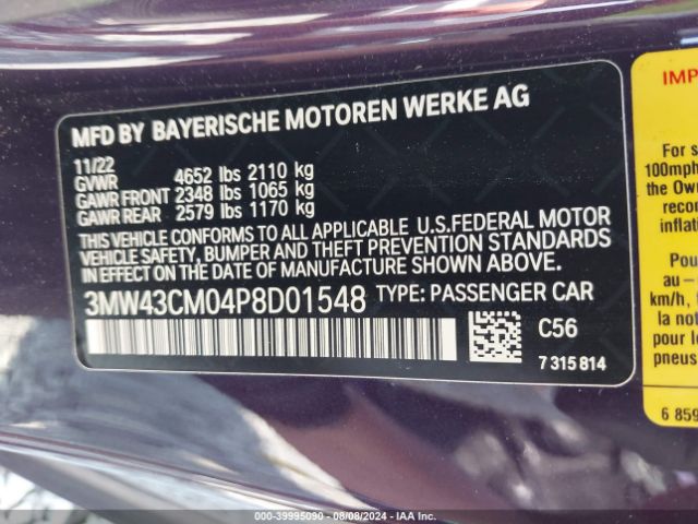 3MW43CM04P8D01548 BMW M240 I