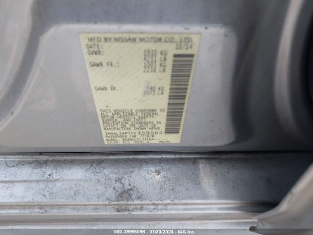 1N4AL3AP7FN359565 Nissan Altima 2.5/2.5 S/2.5 Sl/2.5 Sv