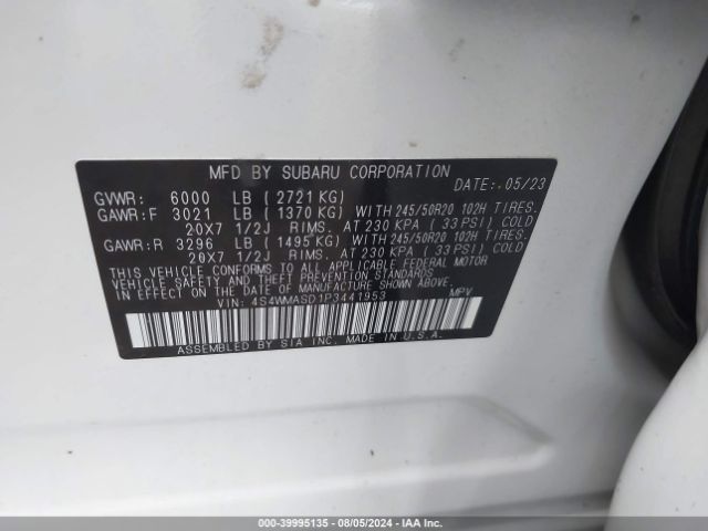 2023 SUBARU ASCENT 4S4WMASD1P3441953 Photo 8