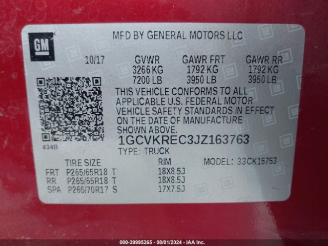 2018 CHEVROLET SILVERADO 1500 1GCVKREC3JZ163763 Photo 8