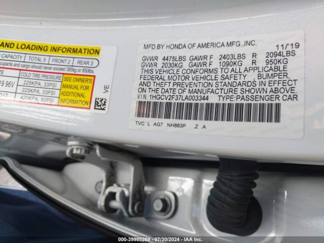 1HGCV2F37LA003344 Honda Accord Sport 2.0t