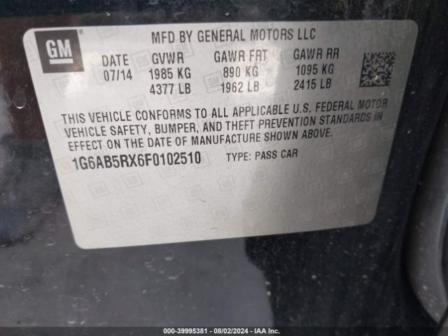 1G6AB5RX6F0102510 Cadillac ATS LUXURY