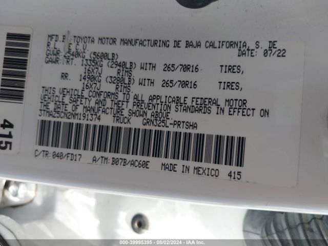 3TMAZ5CN2NM191374 Toyota Tacoma Trd Off Road
