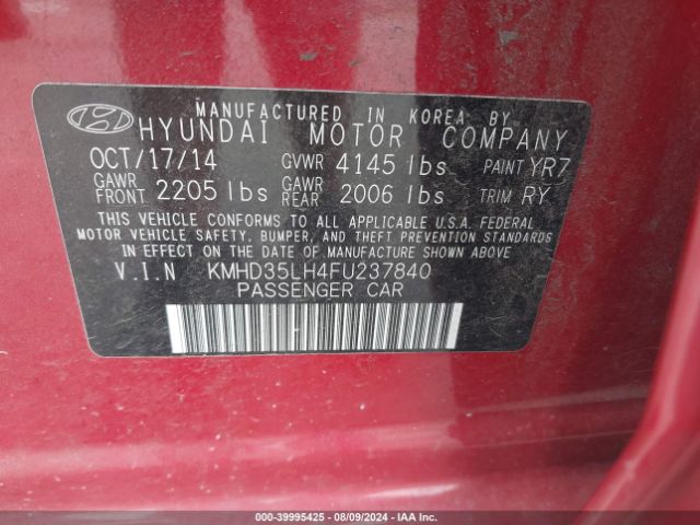 KMHD35LH4FU237840 Hyundai ELANTRA GT