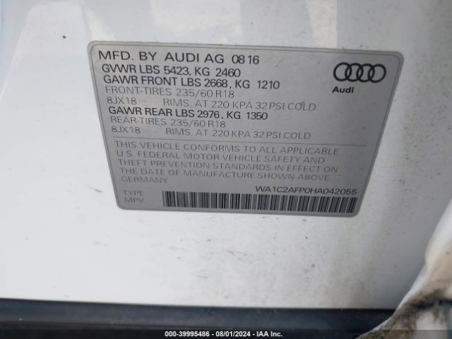 WA1C2AFP0HA042055 Audi Q5 2.0t Premium