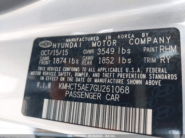 Hyundai ACCENT SE 2016 KMHCT5AE7GU261068 Image 9