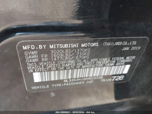 ML32A3HJ2KH010329 Mitsubishi Mirage Rf