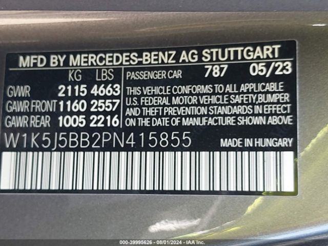 W1K5J5BB2PN415855 Mercedes-Benz Amg Cla 35 4matic