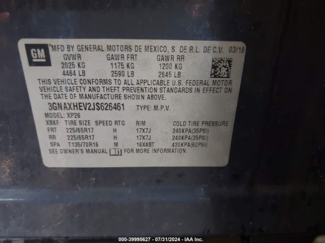 3GNAXHEV2JS626461 Chevrolet EQUINOX LS