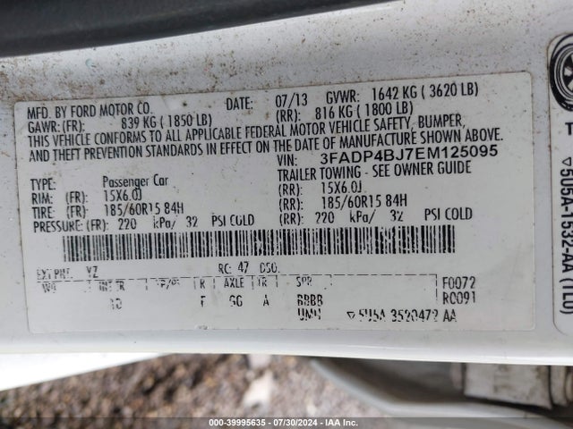 Ford FIESTA SE 2014 3FADP4BJ7EM125095 Image 9