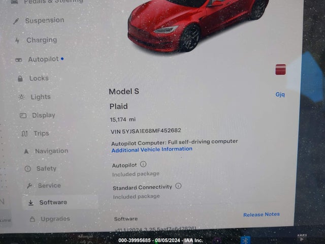 5YJSA1E68MF452682 Tesla Model S Plaid Tri Motor All-wheel Drive