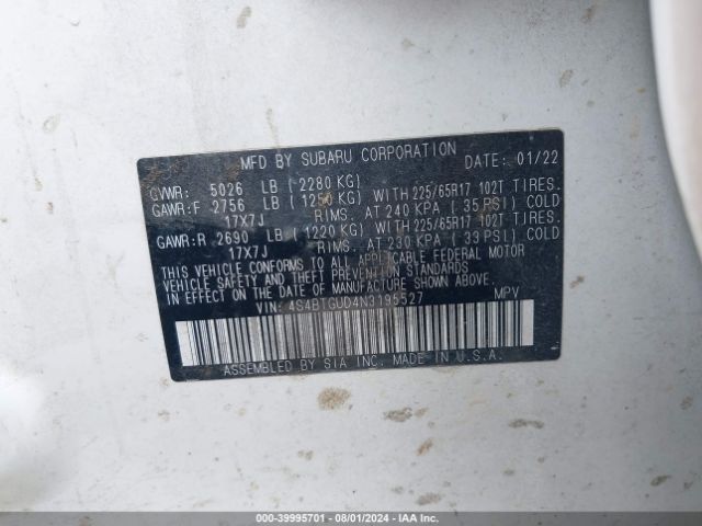 4S4BTGUD4N3195527 Subaru Outback Wilderness