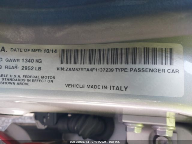 ZAM57RTA4F1137239 Maserati Ghibli S Q4