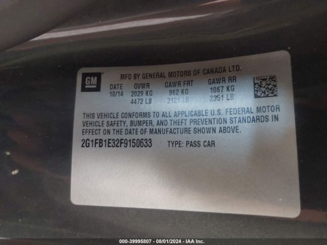 2G1FB1E32F9150633 Chevrolet Camaro 2ls