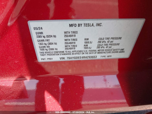7SAYGDEE4RA293653 Tesla Model Y Long Range Dual Motor All-wheel Drive